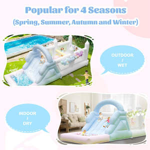 Château gonflable blanc de 25 pieds, parcours d'obstacles gonflable commercial en PVC, château gonflable aquatique, <span class=keywords><strong>macaron</strong></span> de rêve 25x9x9 pieds - Product Image 5