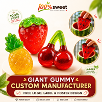 Logo personnalisé Fabricants de bonbons Ventes directes Gros Hamburger Fraise Halal Bonbons gommeux géants