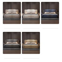 Lit Double King Size Moderne de Luxe avec Cadre Rembourré en Cuir et Bois Massif, avec Rangement, pour Chambre à Coucher, Maison ou Hôtel