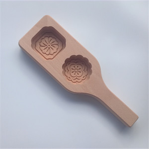 Wooden Mooncake <b>Molds</b> With Handles Double Holes Handmade 3 Pieces Shandong Origin Cake Tools - Product Image 2