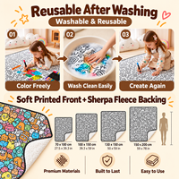 Couverture à colorier DIY, couverture imprimée personnalisée avec des dessins animés, lavable, avec des feutres pour enfants, couverture en polaire d'agneau