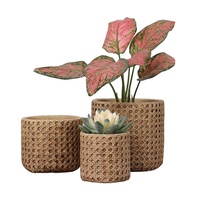 Pots et jardinières en ciment à motif de tissage traditionnel chinois, style décoratif classique pour la maison et le jardin