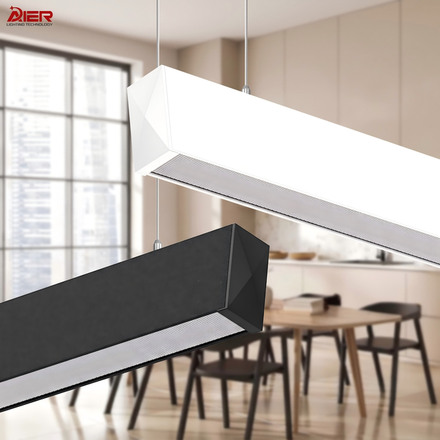 LED Linear Pendant Light Office Light Flicker-Free Modern Ceiling Lighting for Dining Room Kitchen Island 36W Warm Light Black