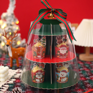 Boîte à cupcakes multi-couches transparente épaissie Happy Tower Support créatif pour la cuisson des desserts Nouvel An Idée cadeau <span class=keywords><strong>de</strong></span> Noël Nourriture - Product Image 4