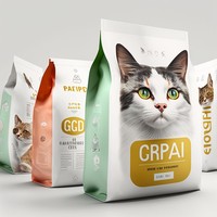 Emballage alimentaire personnalisé imprimé de qualité alimentaire laminé recyclable réutilisable PE fond plat chat chien support sac zip-lock