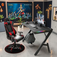 Grand bureau de jeu d'angle moderne avec gestion Table de jeu RVB esport personnalisée professionnelle avec lumières LED pour bureau de joueur