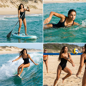 <span class=keywords><strong>Maillot</strong></span> de bain une pièce à manches longues pour femme, combinaison de surf multifonction UPF50+ avec fermeture éclair avant et soutien-gorge intégré - Product Image 6