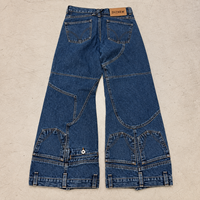 DiZNEW Jeans personnalisés pour hommes, streetwear, à découpe laser en spirale, déstructurés, à empiècements, coupe ample, jambe large, denim évasé, usine BSCI