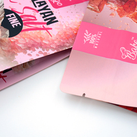Sacs d'emballage pour sel à fond carré avec fermeture éclair, sacs de conservation alimentaire à fond plat, sacs en papier kraft laminé rose personnalisés avec fenêtre