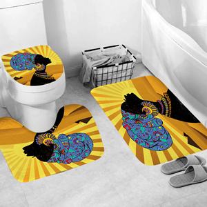 Muyu クリエイティブデジタル印刷 欧米風 防水ポリエステル製 バスカーテンセット バスマット トイレ蓋カバー 12個のフック付き - Product Image 6