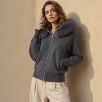 Chaqueta de Lana con Capucha Informal para Otoño e Invierno Weisilili, Chaqueta Corta Personalizada de Doble Cara para Mujer, Abrigo de Lana de Alpaca con Cuello de Piel de Zorro