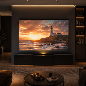 PerfecTisan Mueble para TV Láser Negro Todo en Uno de 120 Pulgadas para Proyector de Tiro Ultra Corto (UST) con Pantalla ALR Ascendente desde el Suelo - Product Image 3