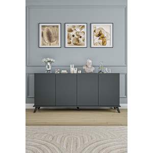 Meuble TV Moderne de Luxe 4 Portes Gris Anthracite 180 cm de Large avec Rangement Classique pour Villas, Salons et Hôtels - Product Image 4