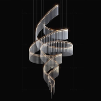 Grand projet de décoration intérieure personnalisé Long lustre en verre Hall d'hôtel Villa Escalier Grand lustre LED suspendu