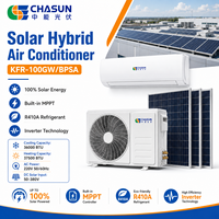 Climatiseur solaire hybride mural Chasun 7000-36000 BTU DC 48V AC/DC, refroidissement/chauffage, EER 22 CE pour la maison