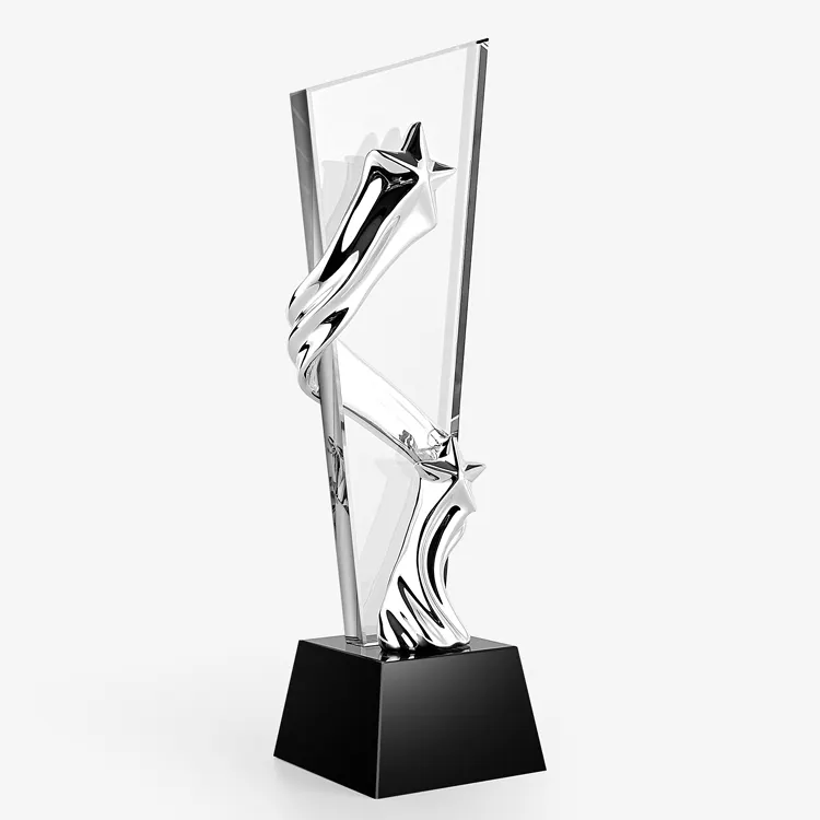 crystal glass trophy customized glass super star awards engraved logo sublimation trophy