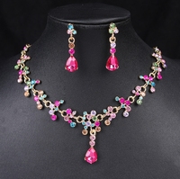 Collier de mariée en zircon boucles d'oreilles ensemble de 3 pièces ensemble Simple eau diamant ensemble de mariage accessoires de robe