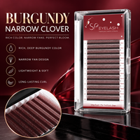 Bulu Mata Warna Burgundy Private Label, W Lash C D Curl Warna Merah Anggur, Bulu Mata Tipis 8mm-15mm, Pestaas Cilia YY, Perlengkapan Ekstensi Bulu Mata W Lash