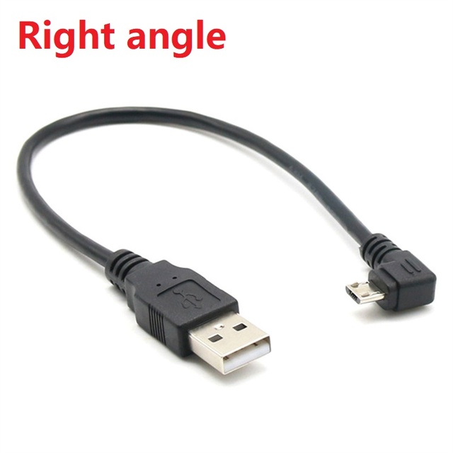 25cm Right Angle and Left Angle Micro USB Cable AM to Micro 5 Pin for Charging and Data Transfer