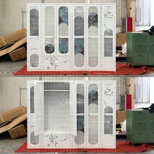 ตู้เสื้อผ้าเหล็กสีขาวแบบโมเดิร์น 2 3 4 5 6 ประตู พร้อมลิ้นชัก สำหรับห้องนอน - Product Image 4