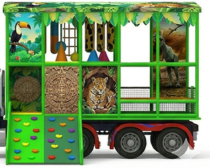 Remorque de terrain de jeu mobile sur le thème du zoo de la jungle personnalisée avec trampoline et piscine à balles - Aire de jeux souple portable sur le thème des animaux pour la <span class=keywords><strong>location</strong></span> événementielle - Product Image 4