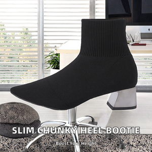 Botines de Invierno de Talla Grande para Mujer, Estilo Europeo Americano 2026, Ajustados, con Tacón Grueso, Punta Puntiaguda, Parte Superior de Malla, Sin Cordones - Product Image 2