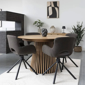 Mesa de <span class=keywords><strong>Comedor</strong></span> de Lujo Moderna de Madera Maciza, Mesa de <span class=keywords><strong>Comedor</strong></span> Redonda <span class=keywords><strong>Extensible</strong></span> Ovalada para 6 a 8 Personas, <span class=keywords><strong>4</strong></span> <span class=keywords><strong>Sillas</strong></span> - Product Image 2