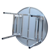 Table Ronde Moderne Pliable en Acier Inoxydable pour Mobilier d'Intérieur/Extérieur, Mariages, Banquets et Événements