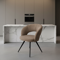 Chaise de salle à manger moderne en tissu avec dossier creux, assise large et pieds en métal pour la maison, le bureau et les loisirs