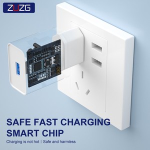 ज़ुज़ग थोक कस्टम 2.1a USB-A चार्जर 10w qc2.0 फायरप्रूफ वॉल फास्ट चार्जिंग प्लग शॉर्ट सर्किट सुरक्षा मोबाइल फोन - Product Image 4