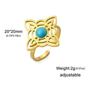 Nudo de bruja <span class=keywords><strong>con</strong></span> <span class=keywords><strong>anillos</strong></span> ajustables de piedra azul, Vintage amuleto de <span class=keywords><strong>brujería</strong></span>, joyería de acero inoxidable, <span class=keywords><strong>anillos</strong></span> de nudo celta, regalo - Product Image 6