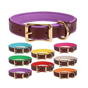 Manufacturer adjustable double d-ring soft high quality pu colourful PU Dog Collar