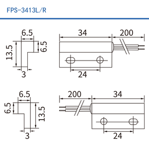 สวิตช์แม่เหล็กแบบรีดปิดผนึกด้วยอีพ็อกซี่ ABS รุ่น HKFAST FPS-3413L FPS-3413R 100VAC 0.5A 10W เซ็นเซอร์สัมผัสประตูตู้ - Product Image 3