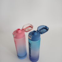 Bouteille d'eau sport en plastique mignonne de 32 oz pour filles et étudiants, sans BPA, qualité alimentaire, anti-fuite, avec large poignée de transport
