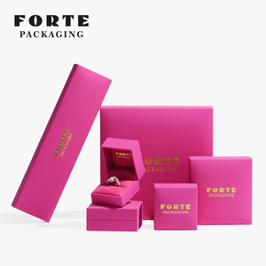 Forte tùy chỉnh giả da giấy đồ trang sức bao bì vòng Vòng cổ hộp nhung Gói Bán buôn hộp đồ trang sức với logo - Product Image 2