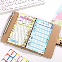 Organiseur de budget A6 à 6 anneaux en cuir PU gaufré, couverture rigide, reliure spirale, motif léopard, pour feuilles mobiles