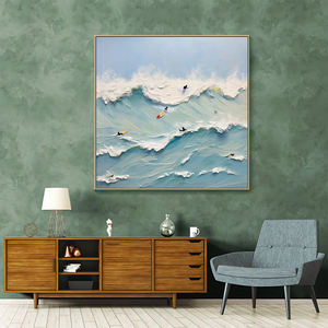 En gros Personnalisé Natation <span class=keywords><strong>Surf</strong></span> <span class=keywords><strong>Peinture</strong></span> Texture Mur Art Heureux Côte <span class=keywords><strong>Peinture</strong></span> sur Toile Base pour Hôtel Décor - Product Image 4