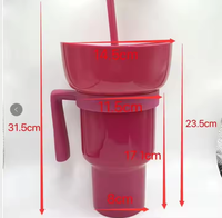 Vente en gros de nouveaux gobelets à pop-corn en plastique populaires 2 en 1 avec poignée gobelet de stade en paille
