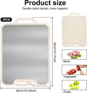 Planche à découper écologique en plastique et acier inoxydable à double usage avec aiguiseur et presse-ail - Product Image 3