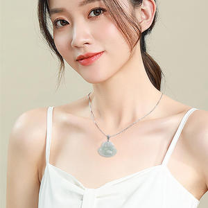Colgante de Jadeíta Natural de Myanmar con Buda, Incrustaciones de Plata S925, Estilo Chino, Accesorio Femenino, con Certificado de Tasación D094 - Product Image 5