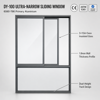 Fenêtre coulissante double vitrage moderne sur mesure pour extérieur, en alliage d'aluminium, insonorisée, à haute efficacité énergétique, pour villa, balcon, maison