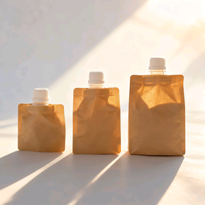 Pochette de recharge de qualité alimentaire Kraft avec logo personnalisé pour savon liquide huile pour le corps lotion crème emballage de soins de la peau - Product Image 1