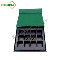 Boîte cadeau en carton pliable de luxe personnalisée de 12 chocolats avec couvercle à fermeture magnétique pour truffes, bonbons, emballages en papier
