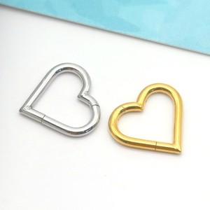 <b>Heart</b> Hinged <b>Rings</b> | Stainless Steel PVD Gold Plated Hypoallergenic <b>Nose</b> Septum Ear Piercing Jewelry - Product Image 2