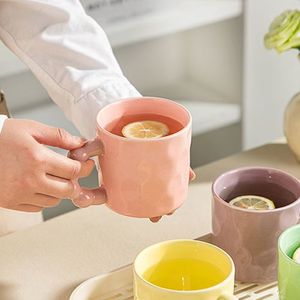 High Quality Hot Solid Color Porcelain Tea Mug Unique Beaded Handle <b>Reusable</b> Food Safe Dishwasher Microwave Safe Customizable - Product Image 2