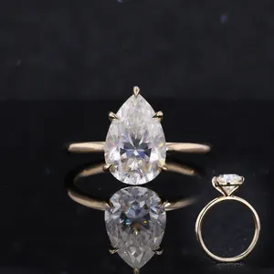 Starsgem Customize Pear Cut Wedding Ring Moissanite Diamond Pear Moissanite Ring