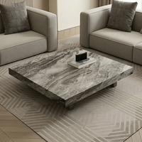Table basse carrée en marbre gris moderne et exotique, plateau de table, meuble de salon, fournisseur en gros