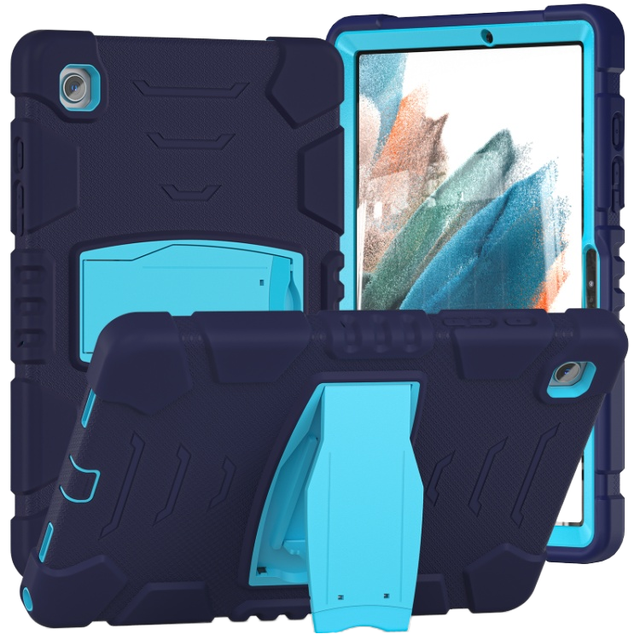 Heavy Duty Kickstand Tablet Back Cover Case for Samsung for Galaxy Tab A8 Rugged Silicon and PC Stand Protective Style