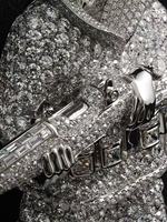 LEQI Collier Hip Hop en Or 9K-18K avec Pendentif Skateboard et Diamant de Laboratoire Mosaïque sur Chaîne Corde (Style Rapper, Danseur, Déclaration, Mariage, Anniversaire)