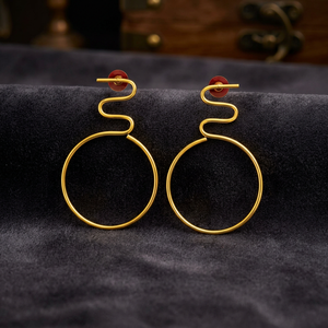 Boucles d'oreilles pendantes en laiton plaqué or 18 carats avec motif en zigzag pour femmes, bijoux tendance pour les soirées - Product Image 2